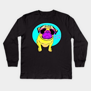 cute pug with sunglasses Kids Long Sleeve T-Shirt